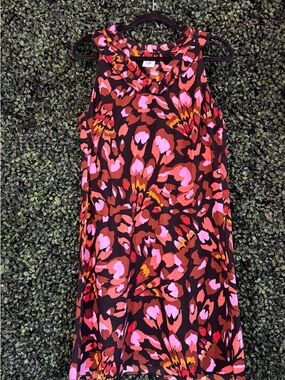 Cabi Sleeveless Multicolor Abstract Floral Shift Dress